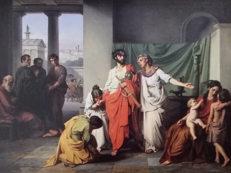 1818-Raffaele Postiglione - La madre supplica l'eroe, costretto all'esilio, di non partire